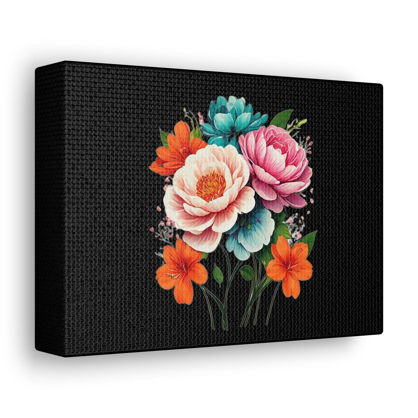 Floral Black Canvas Gallery Wraps