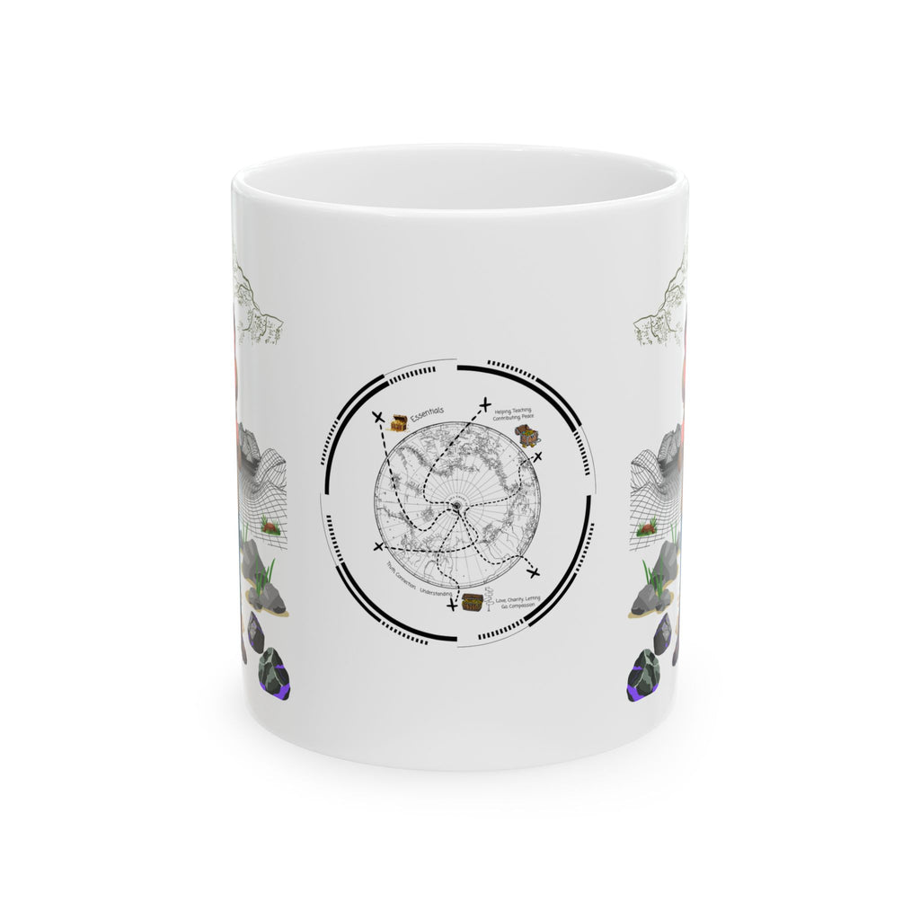 Enjoy Life, Exploration, Creativity, Companionship & Nature White Ceramic Mug — Find Your Path To The Essentials Cup (11oz & 15oz)