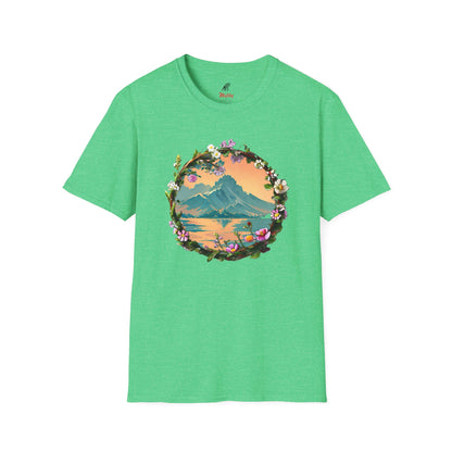 Japanese Blue Rose Landscape Unisex Softstyle T-Shirt