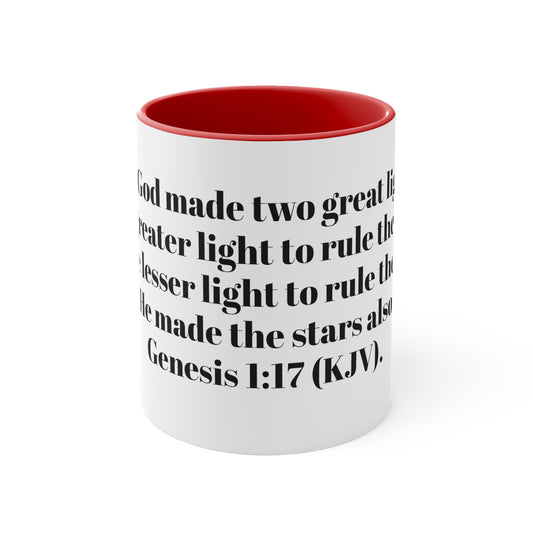 Bible Speaks Gen 1:17 Accent Mug, 11oz