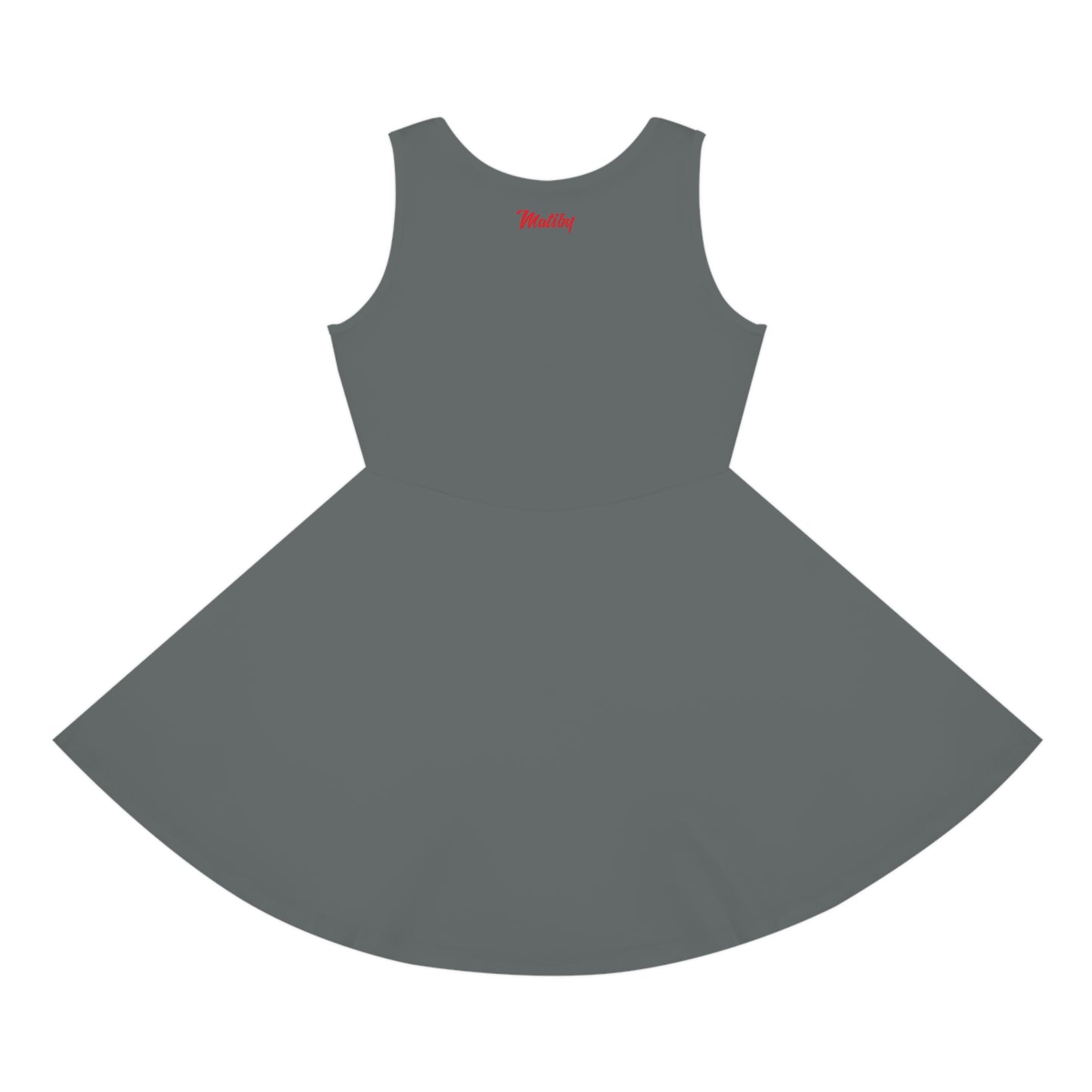 Girls' Dark Grey Sleeveless Sundress (AOP)