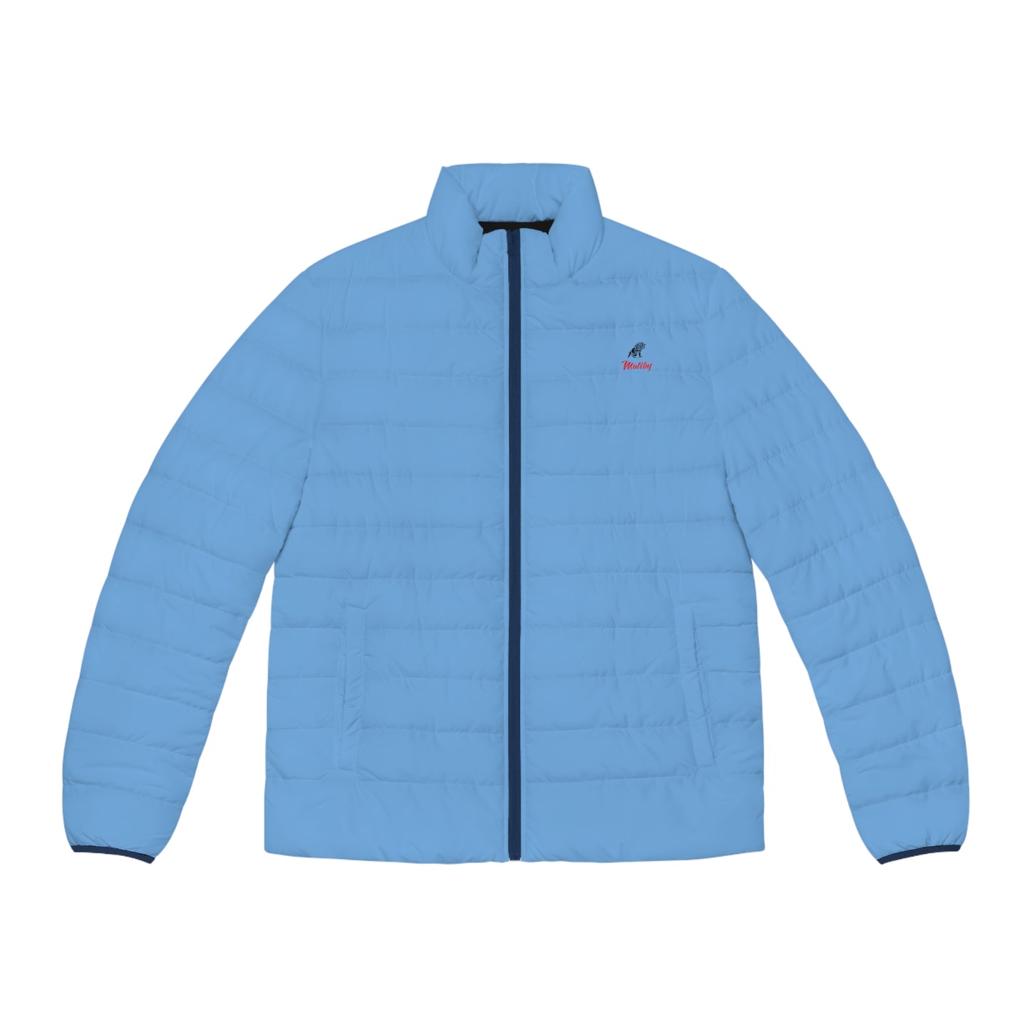 Men's Light Blue Puffer Jacket (AOP)