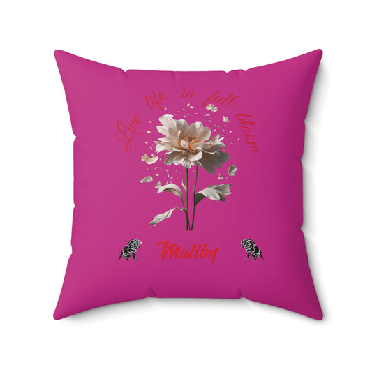 Pink Matiby Flower Spun Polyester Square Pillow