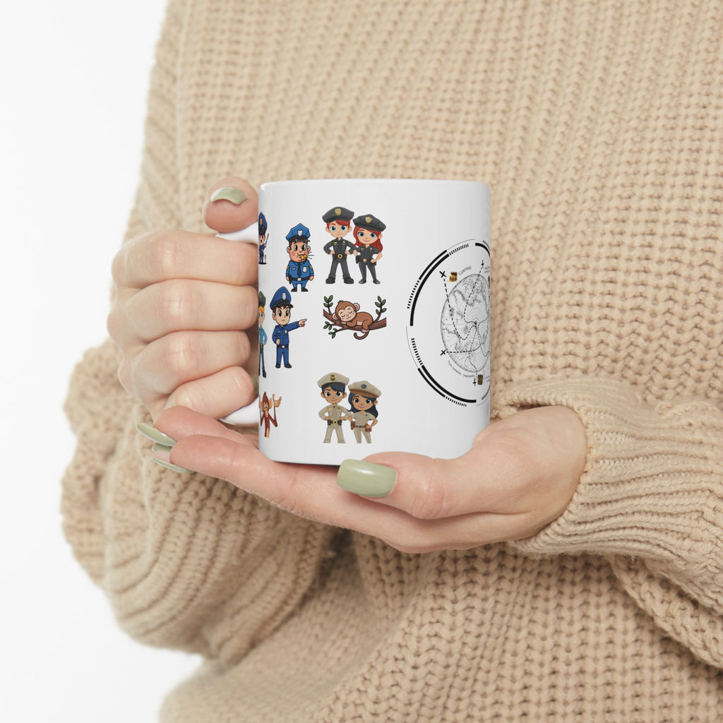 Thin Blue Line Pet Decor White Ceramic Mug — Law Enforcement Appreciation Gift Cup (11oz & 15oz)