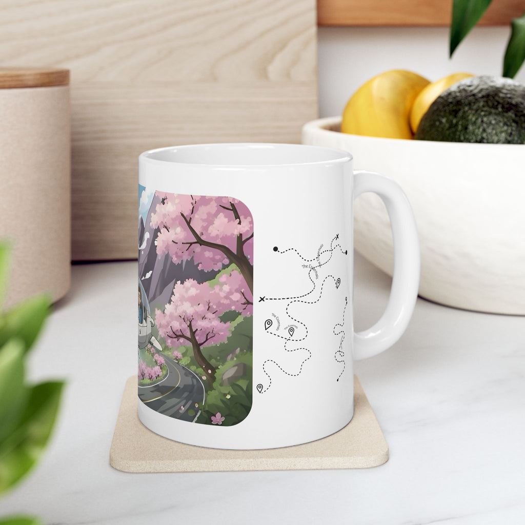 Sakura Mountain Vista White Ceramic Mug – Life’s Little Wonders Cup (11oz/15oz)