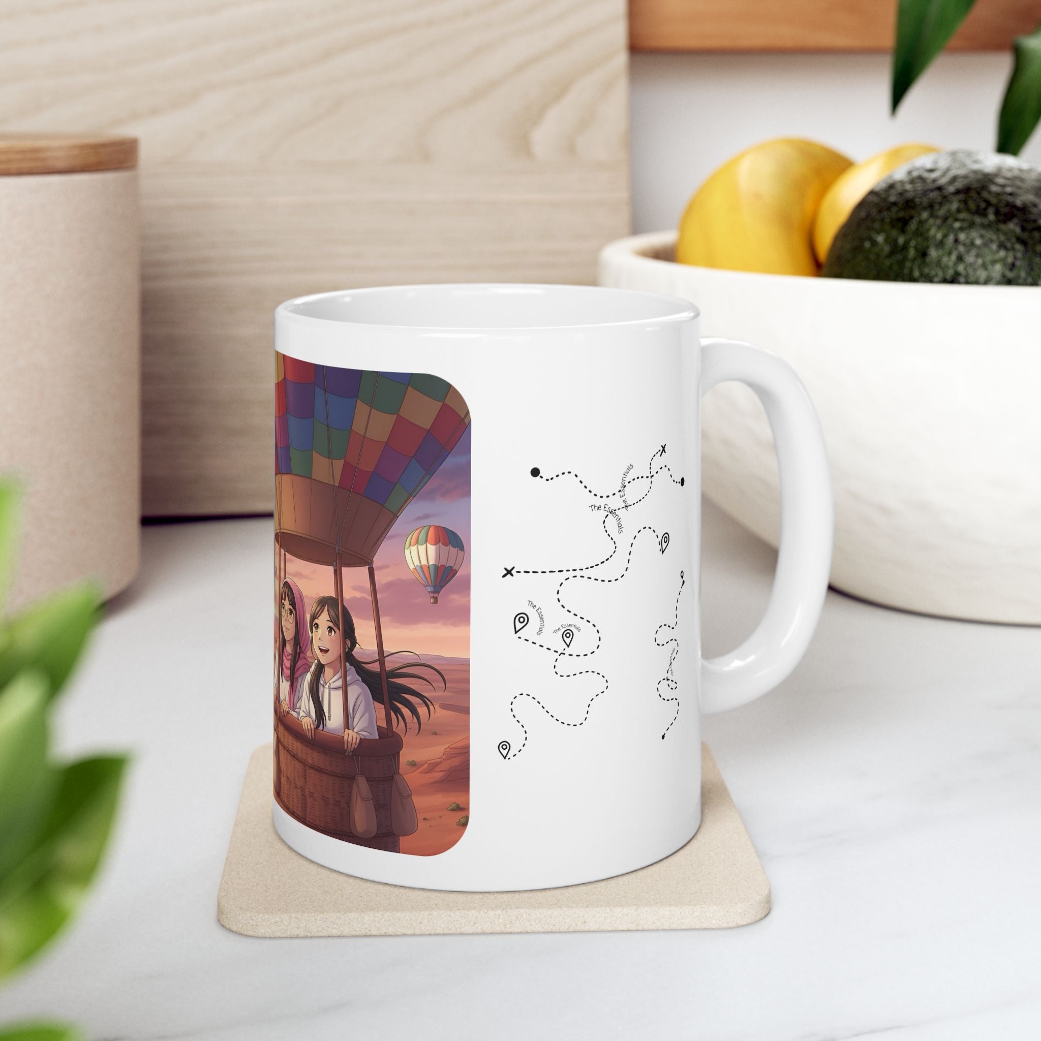 Best Friends Soaring in Hot Air Balloons White Ceramic Mug — True Wealth, Adventure, & Creativity Cup (11oz/15oz)