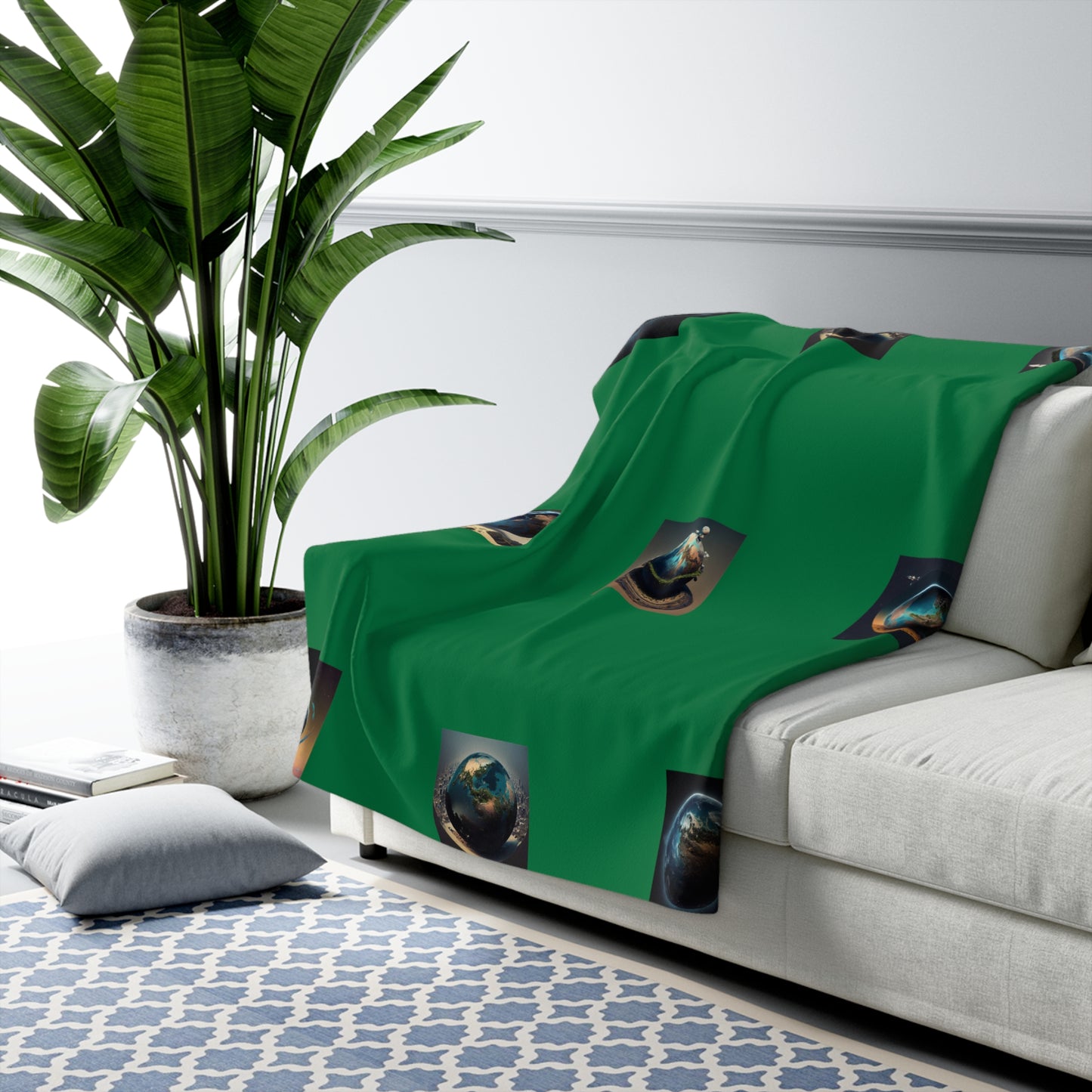 Matiby MEK Green Sherpa Fleece Blanket