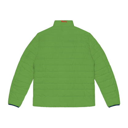 Men's Green Puffer Jacket (AOP)