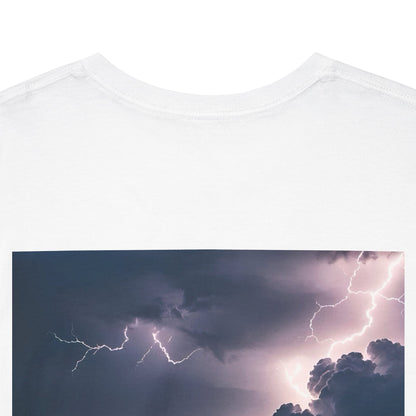 Lightning Style Heart Tremble Unisex Heavy Cotton Tee, Dual Side, White Font