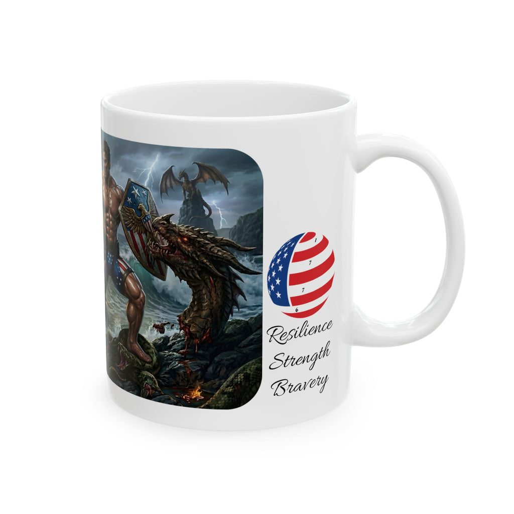 The Sentinel of Sovereignty White Ceramic Mug — USA Unapologetic Patriotism Tea Cup