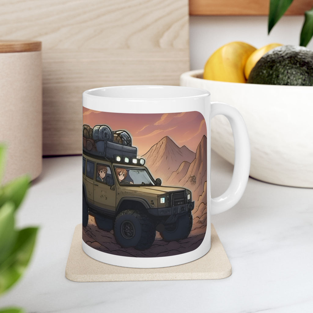 Adventure 4x4 Trucks #44, Globe Trekkers White Ceramic Mug — Find Your Path To The Essentials Cup (11oz & 15oz)