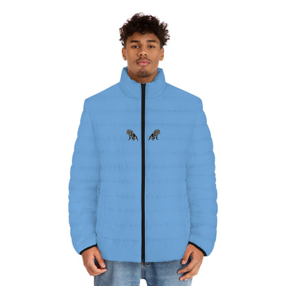 Men's Light Blue Puffer Jacket (AOP)