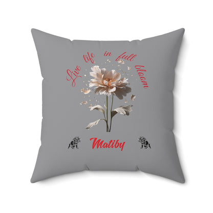 Grey Matiby Flower Spun Polyester Square Pillow