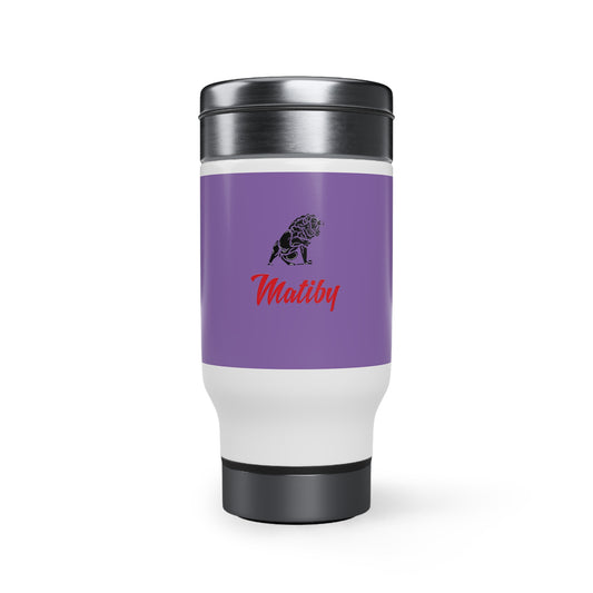 Purple Stainless Steel Travel Mug with Handle, 14oz