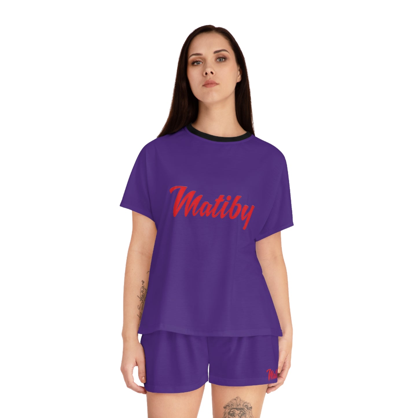 Matiby Women's Purple Short Pajama Set (AOP)