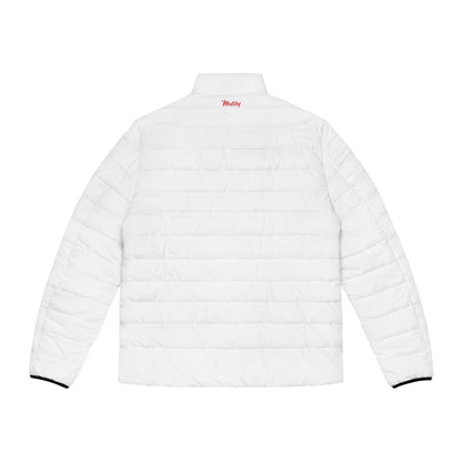 Men's White Puffer Jacket (AOP)