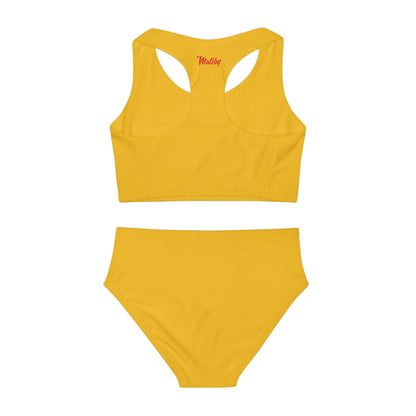 Girl's "Sunny Day" Yellow Two Piece Swimsuit (AOP)