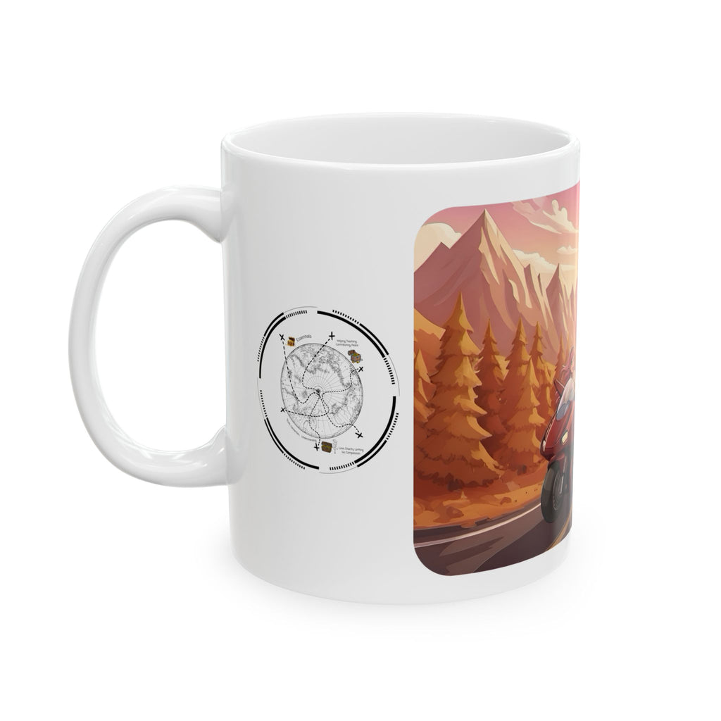 Open Road Sunset Vista White Ceramic Mug – Life’s Little Wonders Cup (11oz/15oz)
