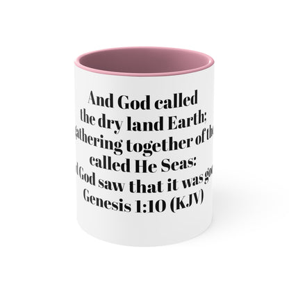 Bible Speaks Gen 1:10 Accent Mug, 11oz