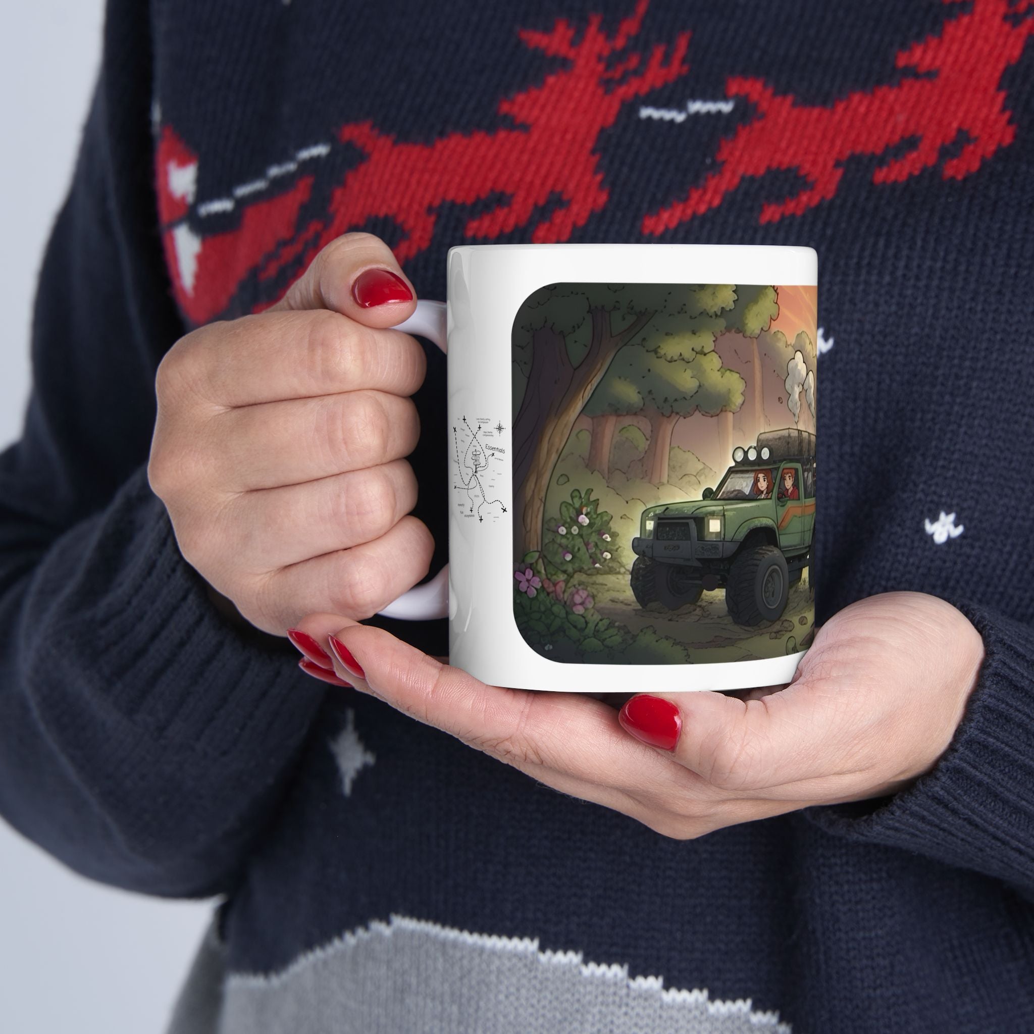 Adventure 4x4 Trucks #50, Plant Nursery Lovers White Ceramic Mug — Find Your Path To The Essentials Cup (11oz & 15oz)