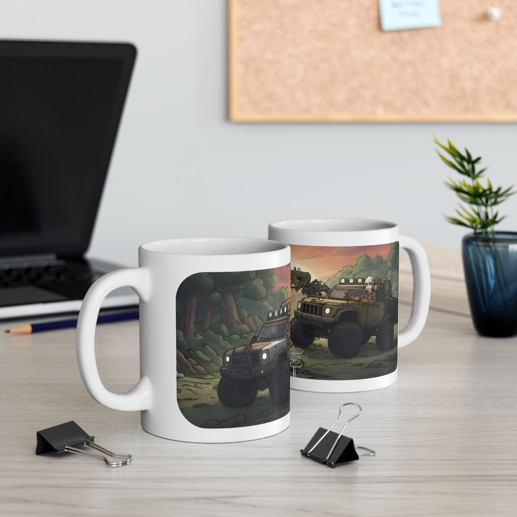 Adventure 4x4 Trucks #27, Utility and Salvage Workers White Ceramic Mug — Find Your Path To The Essentials Cup (11oz & 15oz)