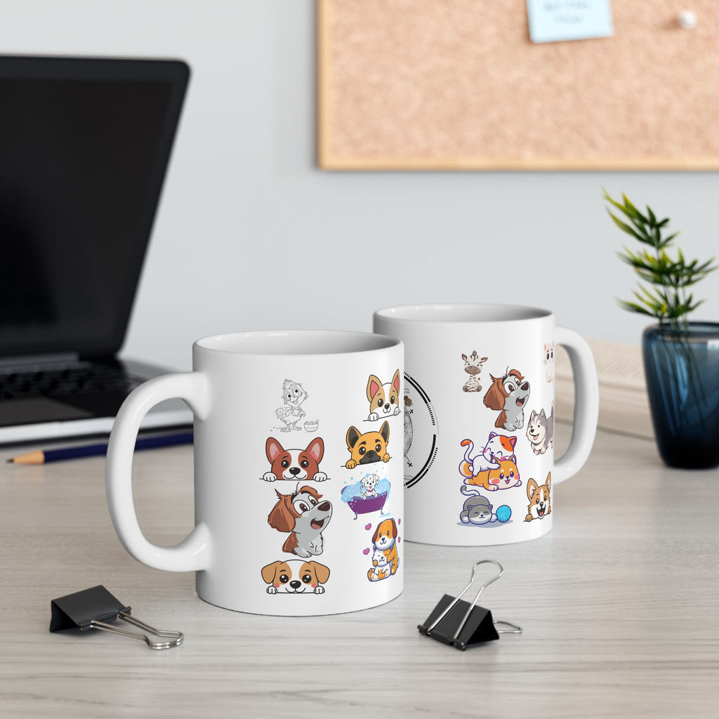Playful & Cute Pets Decor #3 White Ceramic Mug — Adorable Animals To Brighten Your Day Cup (11oz & 15oz)