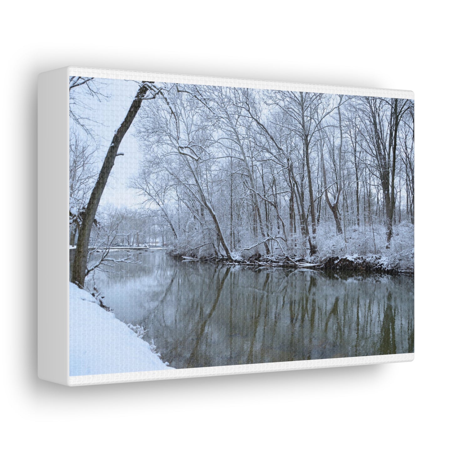 Winter River White Canvas Gallery Wraps