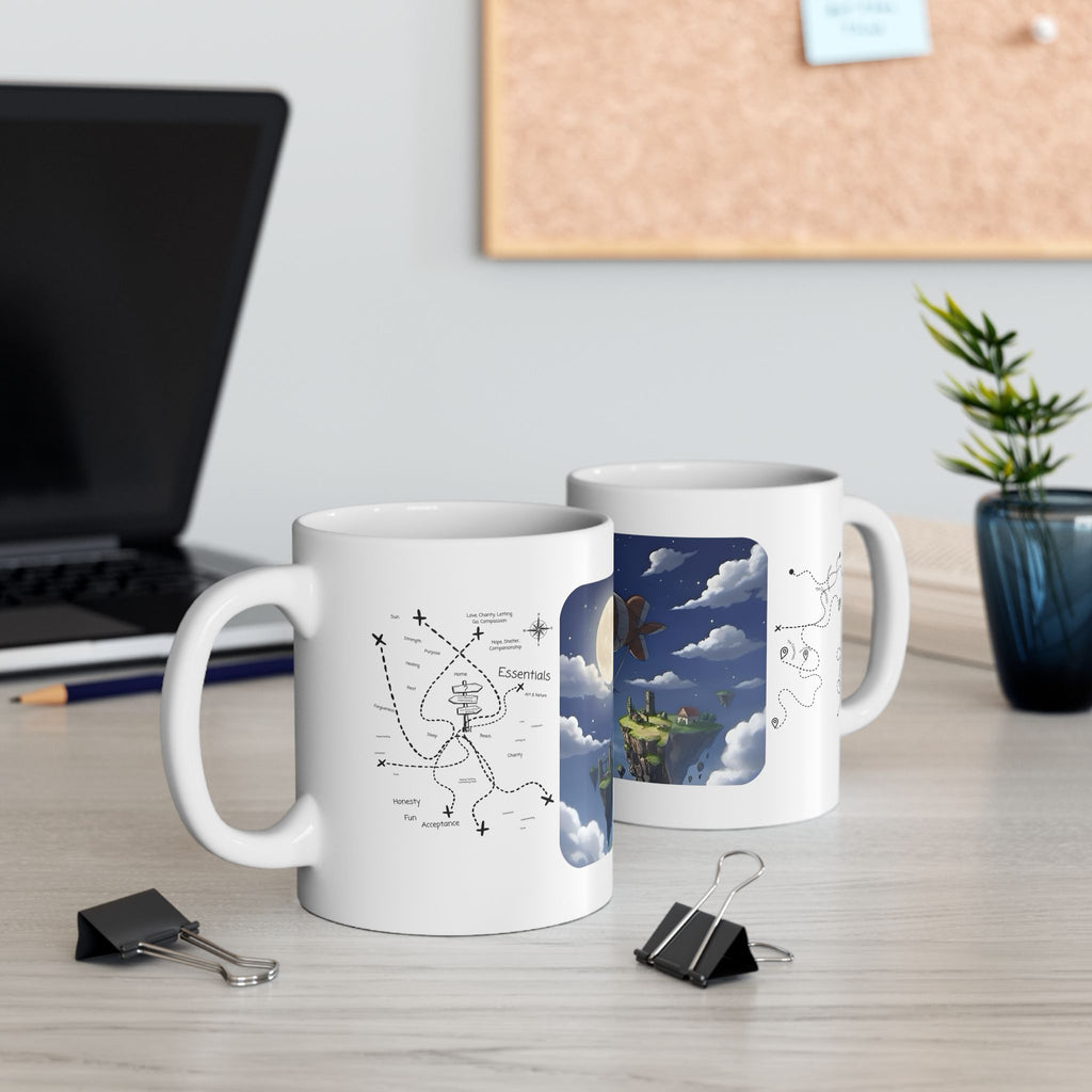 Hot Air Balloon Adventure #5 White Ceramic Mug — True Wealth, Adventure, & Creativity Cup (11oz/15oz)