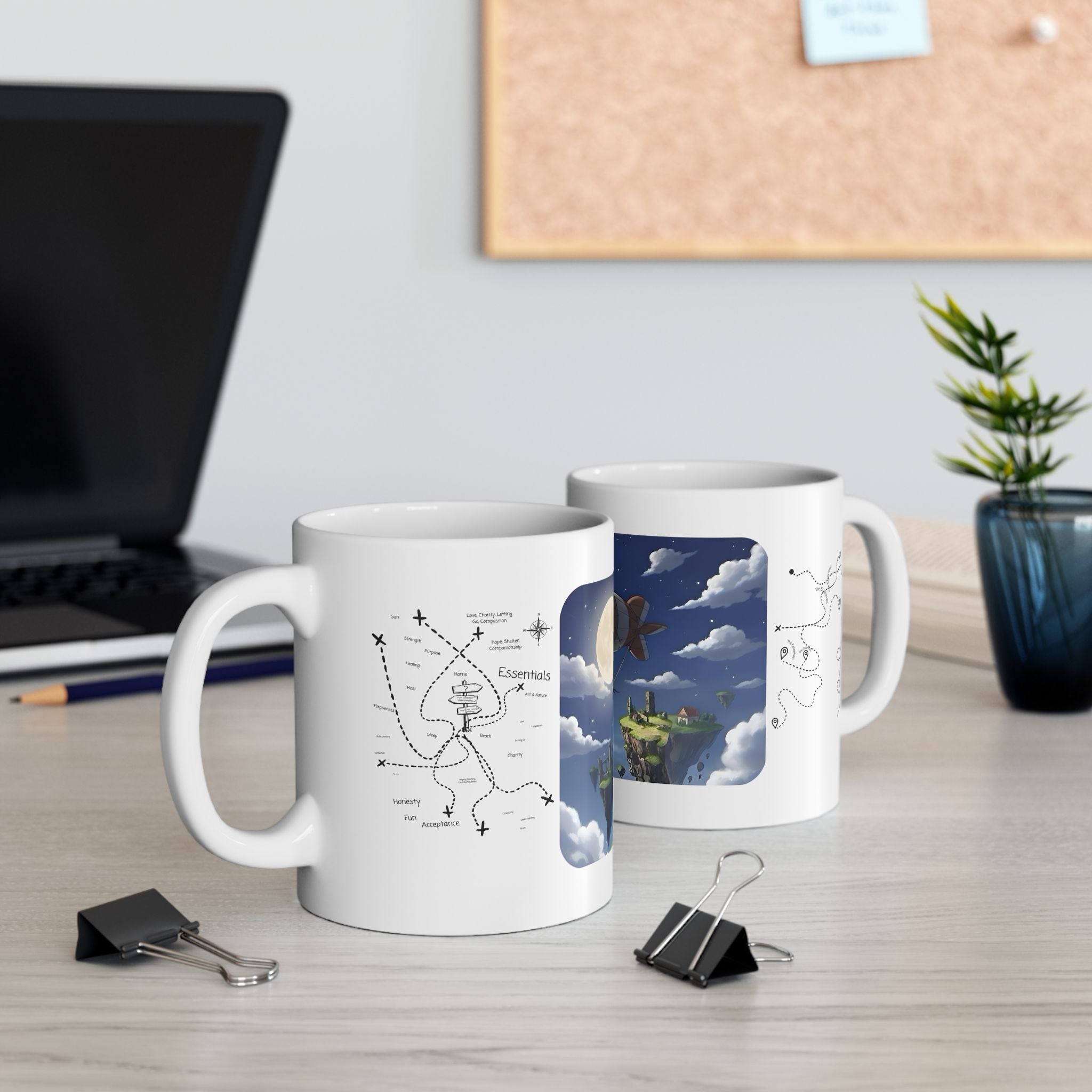 Hot Air Balloon Adventure #5 White Ceramic Mug — True Wealth, Adventure, & Creativity Cup (11oz/15oz)