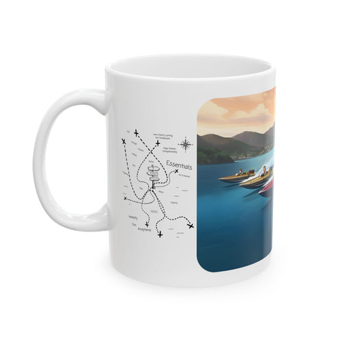 Adrenaline Boat Race #2 for Friends & Couples White Ceramic Mug — Anime Speedboat Treasure Map Cup (11oz/15oz)
