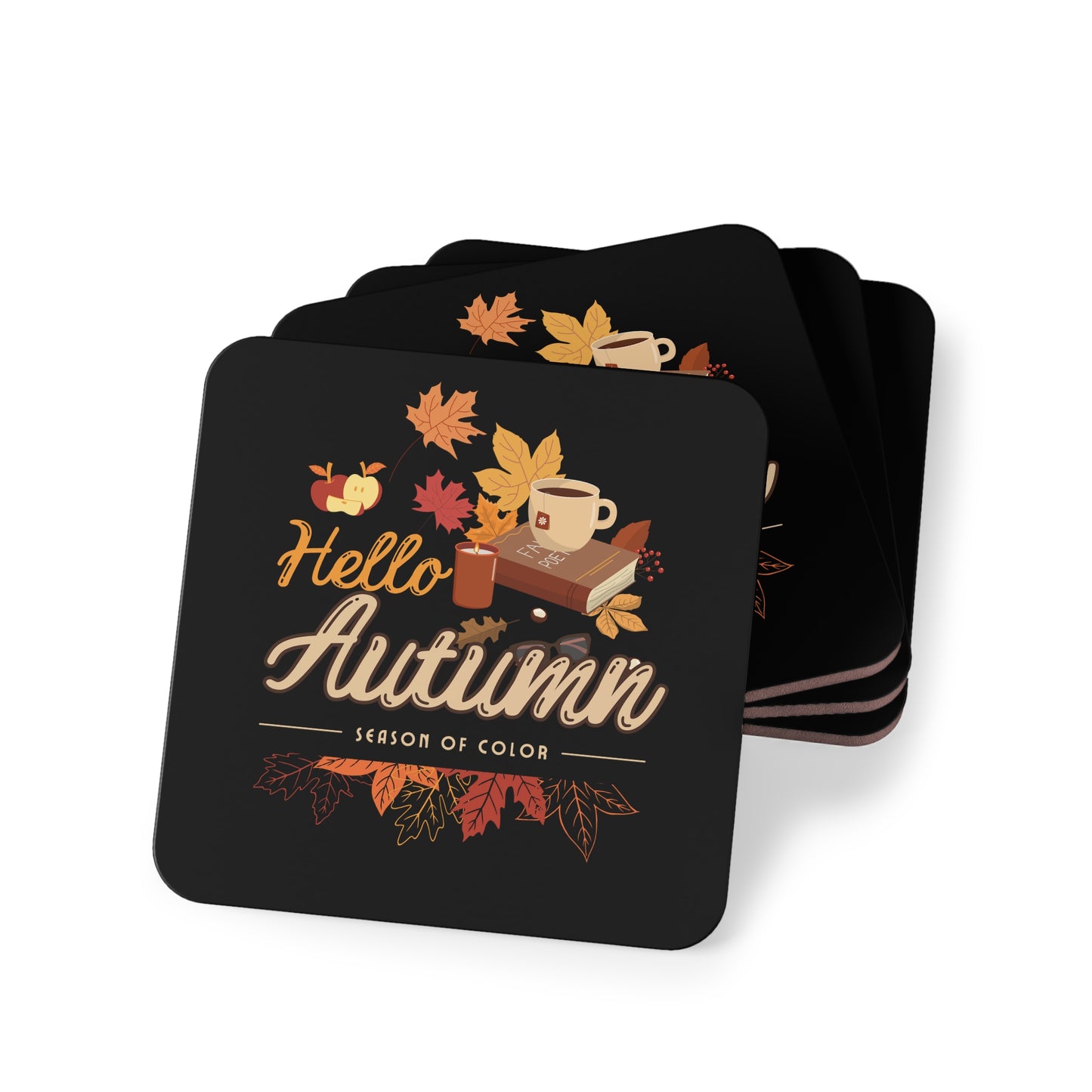 Journeys Hello Autumn Seasons of Change Coaster Black, Gifts for the Holidays, Seasonal Coasters, Coasters for All Occasions, Thanksgiving Coaster