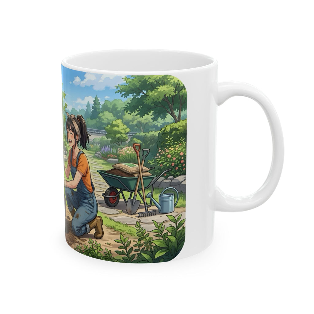 Gardening Couple White Ceramic Mug – Joy Planting Together Countryside Cup 11oz/15oz