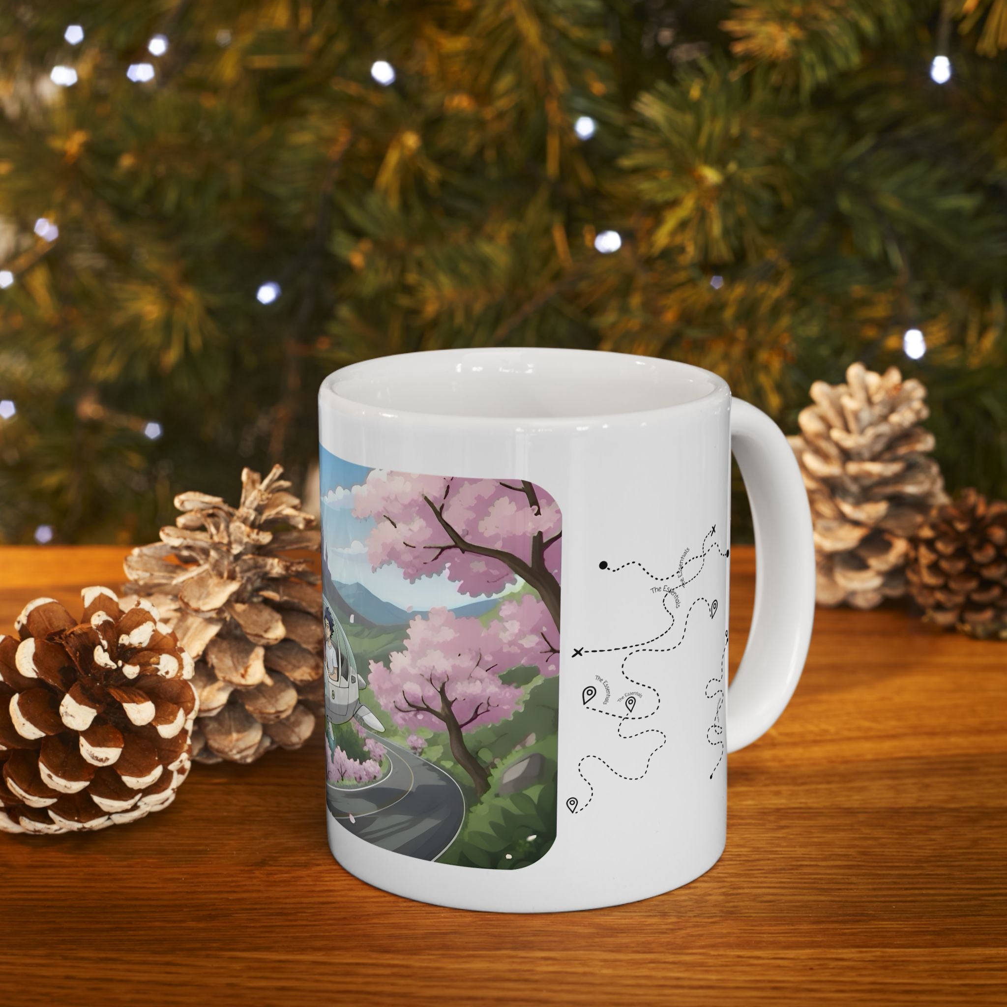 Cherry Blossoms Vista  White Ceramic Mug – Life’s Little Wonders Cup (11oz/15oz)