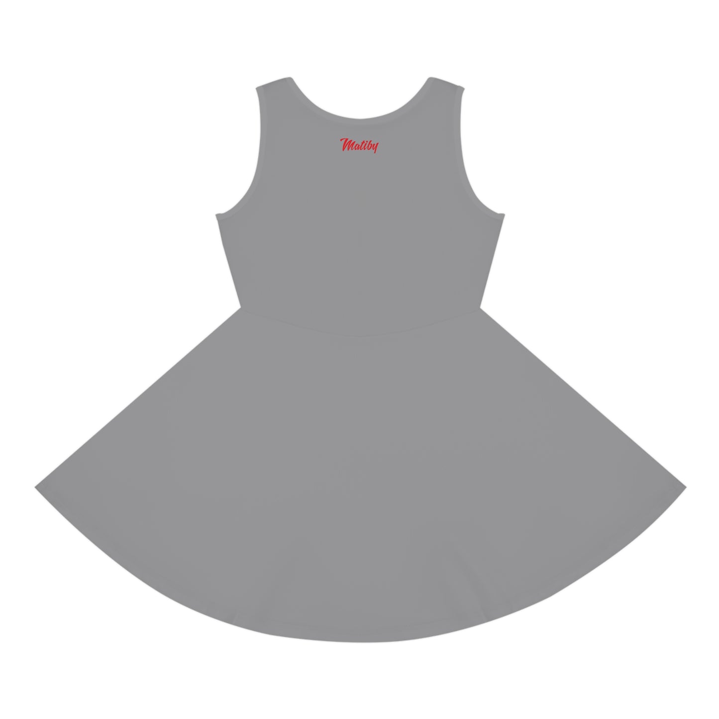 Girls' Grey Sleeveless Sundress (AOP)