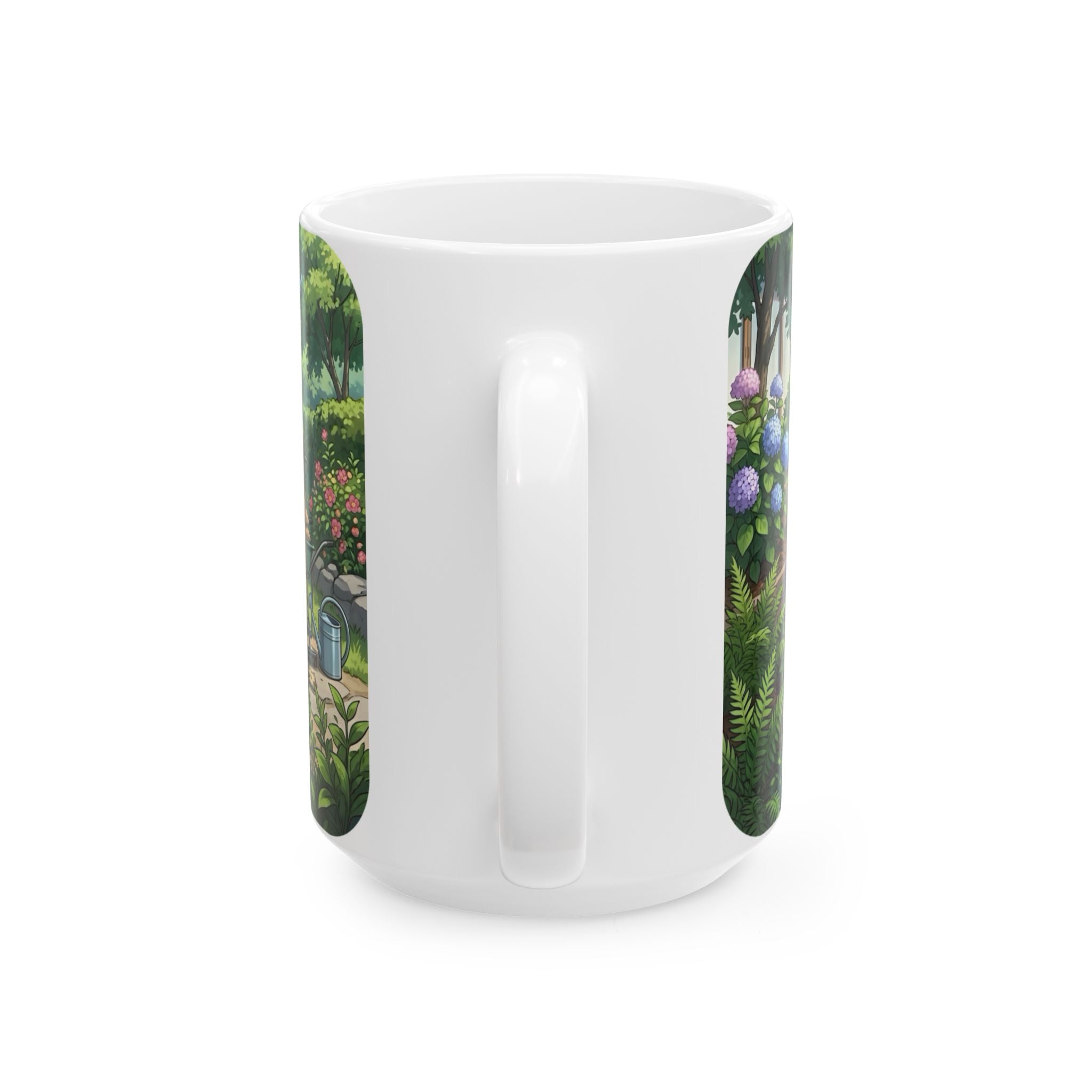 Garden Family Love White Ceramic Mug — Cozy Countryside Landscaping Tea Cup (11oz & 15oz)