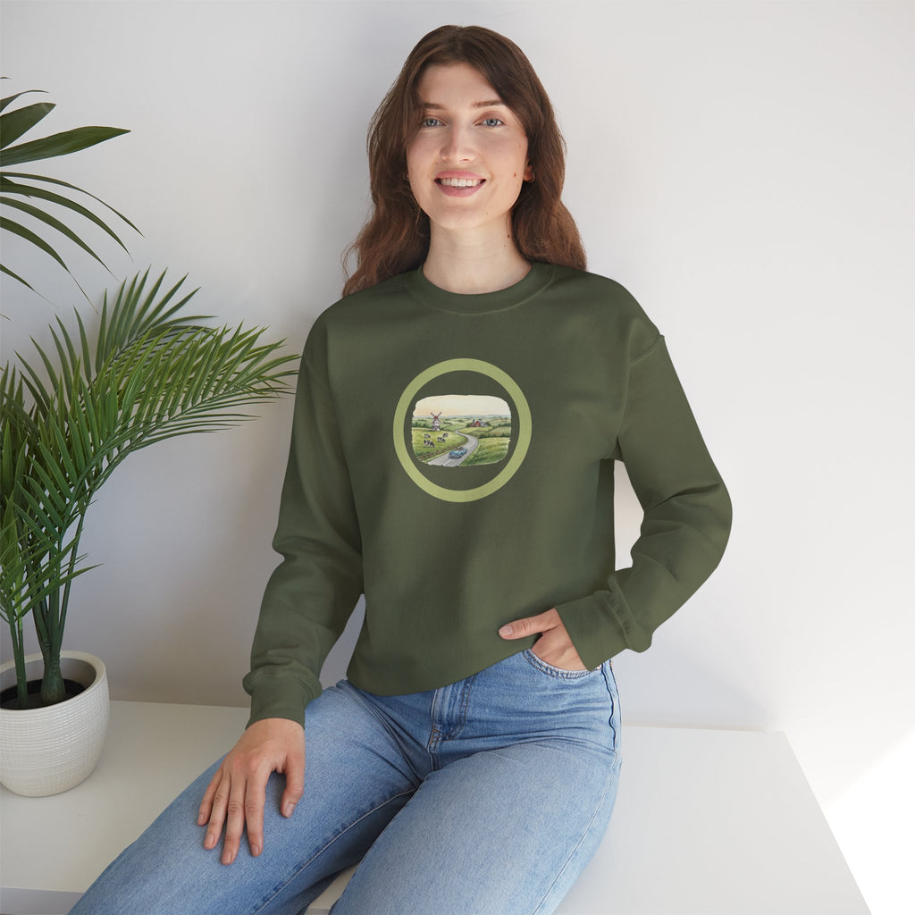 Crewneck Sweatshirt — Pastoral Circle Landscape Graphic