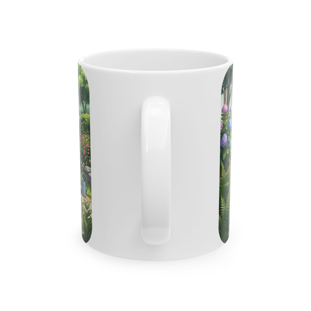 Garden Family Love White Ceramic Mug — Cozy Countryside Landscaping Tea Cup (11oz & 15oz)