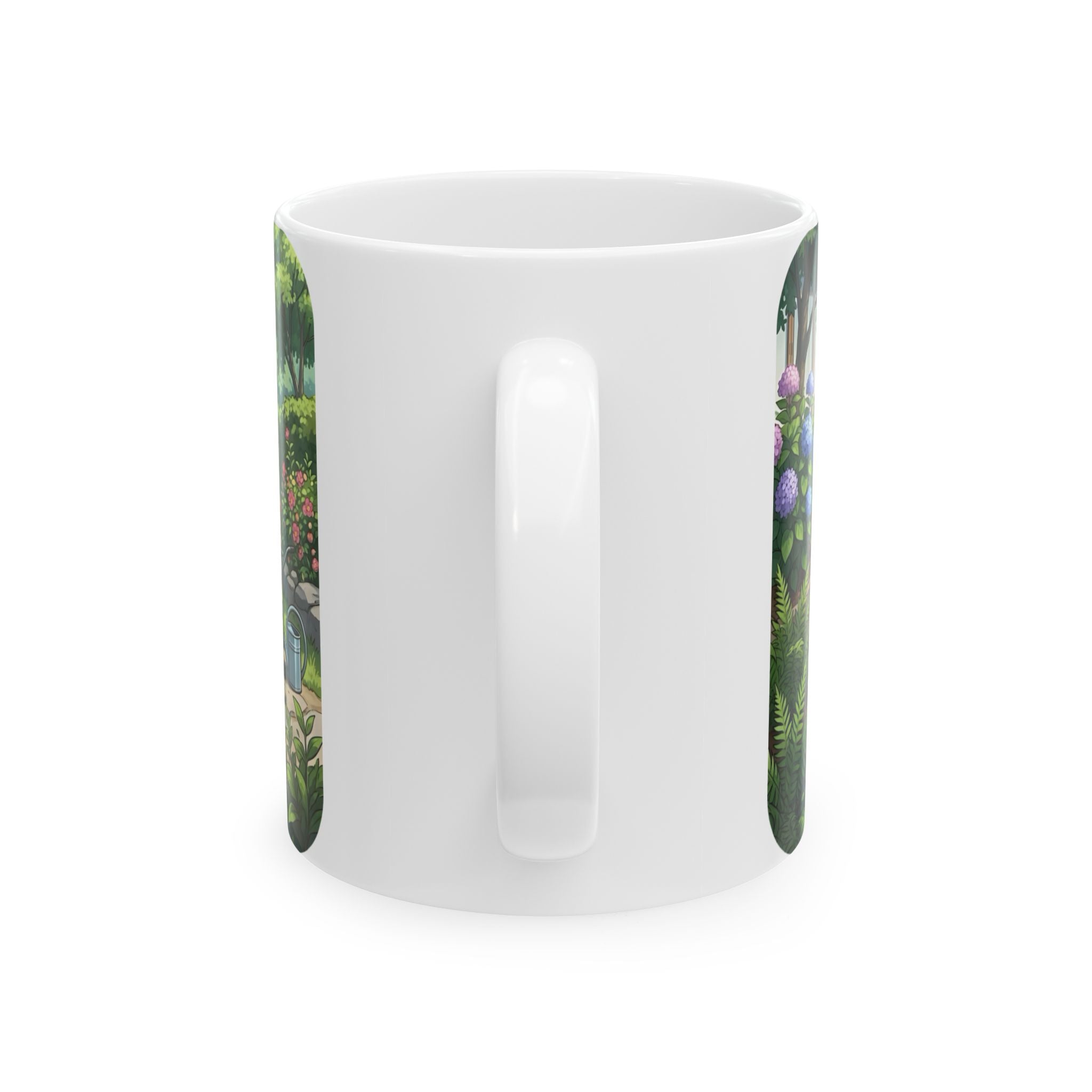 Garden Family Love White Ceramic Mug — Cozy Countryside Landscaping Tea Cup (11oz & 15oz)
