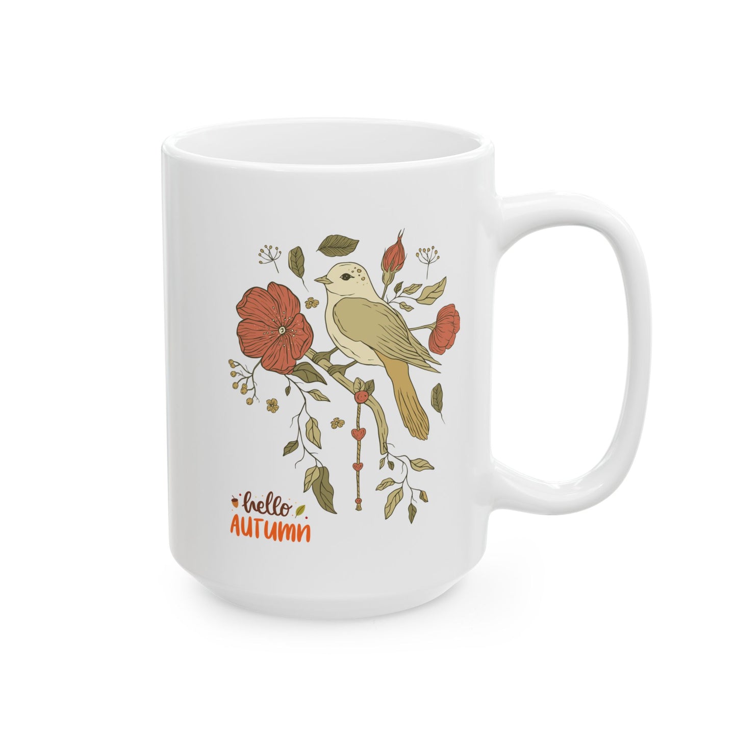 Journeys Hello Autumn Seasons of Change Ceramic Mugs, Gifts for Pet Lovers, Mugs for Bird Lovers, Cute Seasonal Mugs, Mug for All Occasions, Thanksgiving Mug