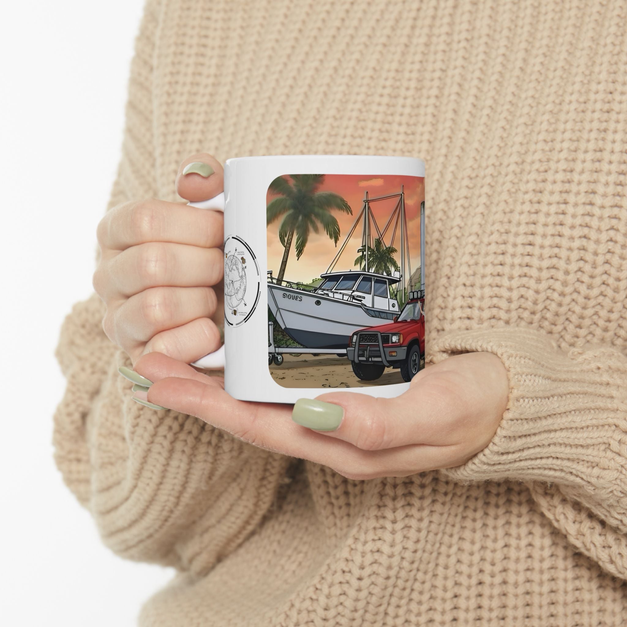 Sunshine State Pickup Trucks #13 Fishing Boat Hauler White Ceramic Mug – Celebrating Companionship, Creativity & Life’s Little Wonders Cup (11oz/15oz)