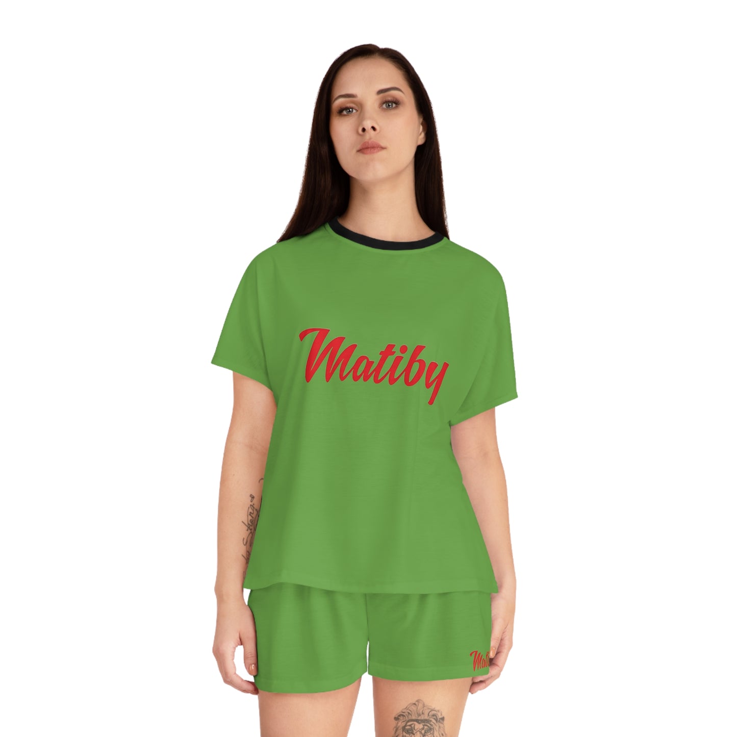 Matiby Women's Green Short Pajama Set (AOP)