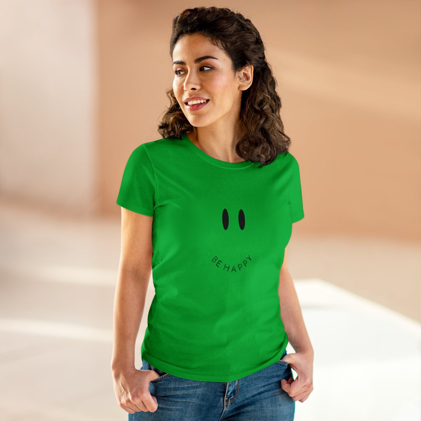 Women's Be Happy Midweight Cotton Tee