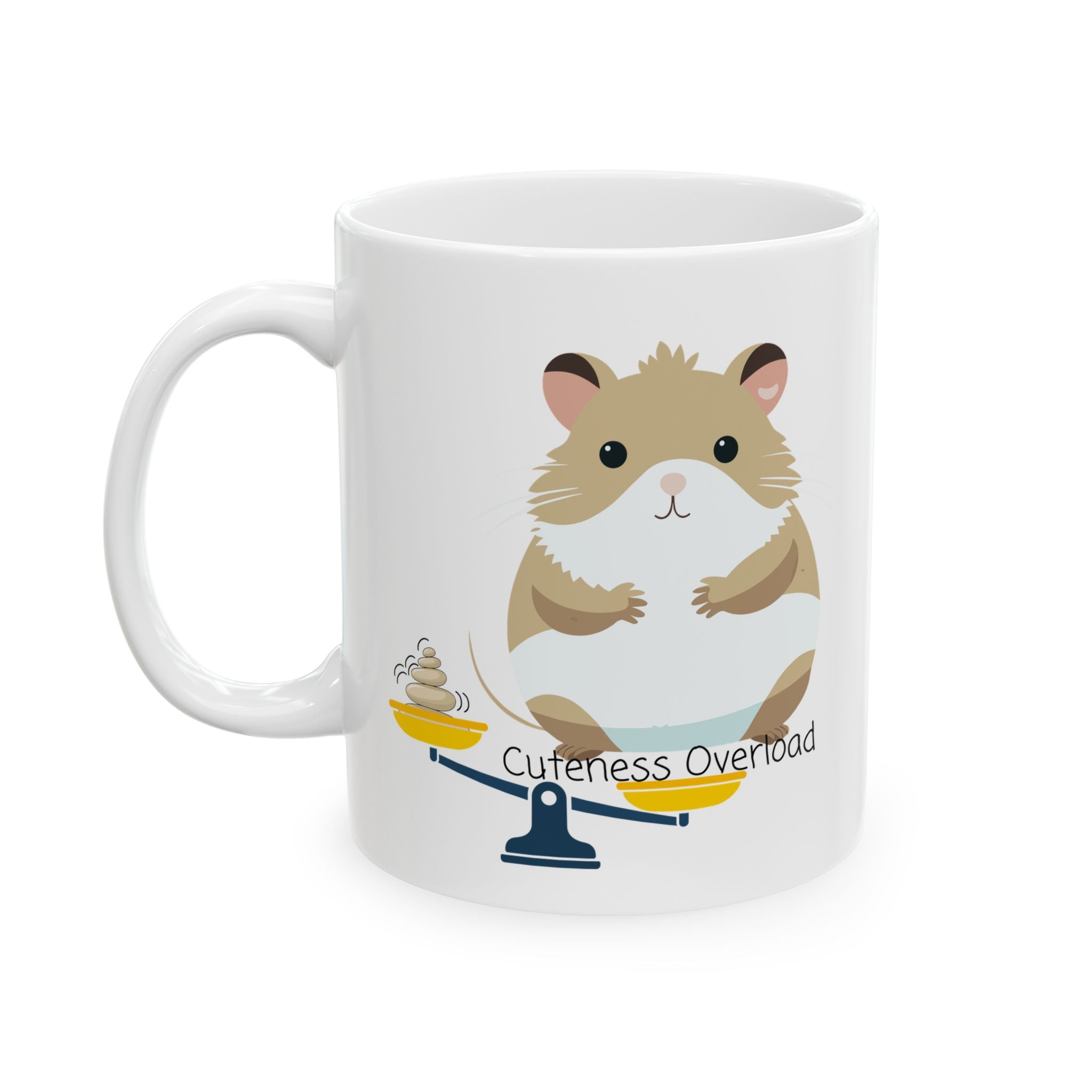 Cuteness Overload Hamster On A White Ceramic Mug — Adorable Pets Cozy Cup (11oz & 15oz)