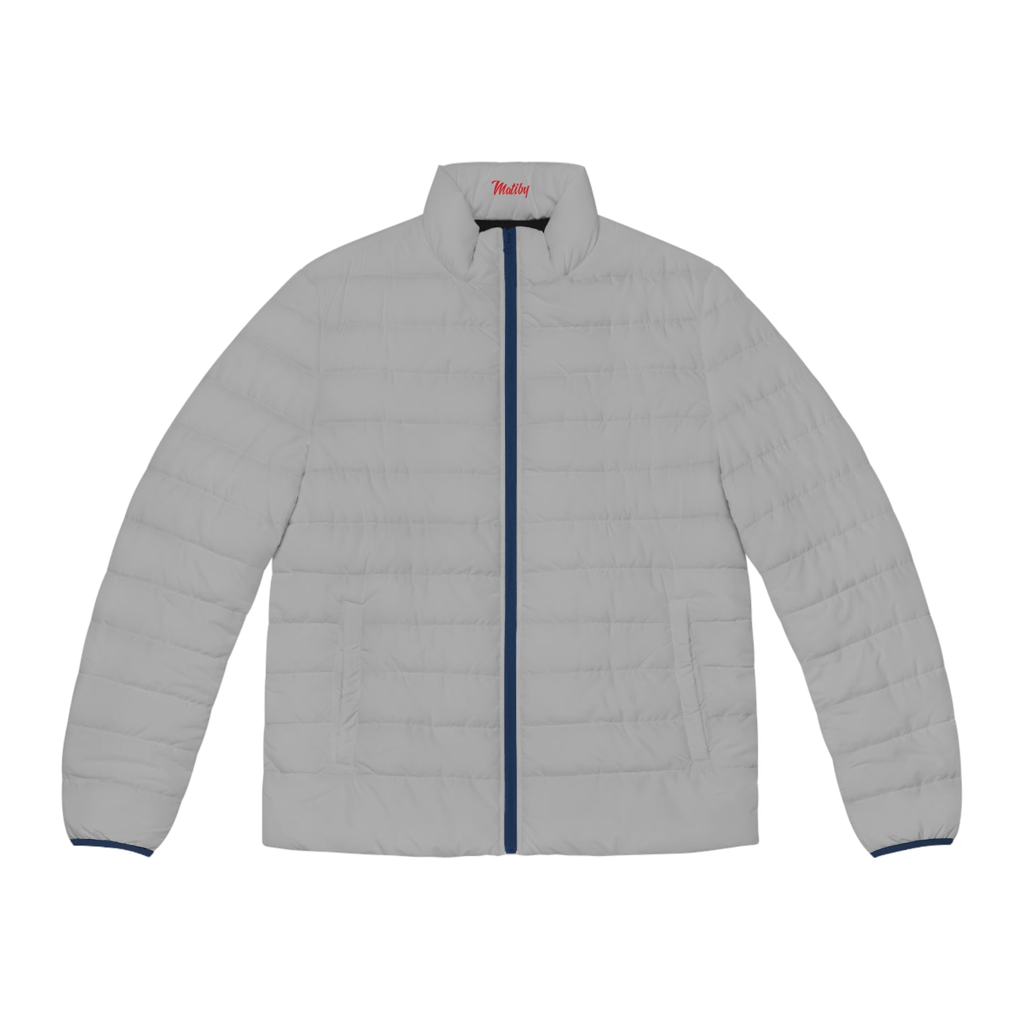 Men's Light Grey Puffer Jacket (AOP)