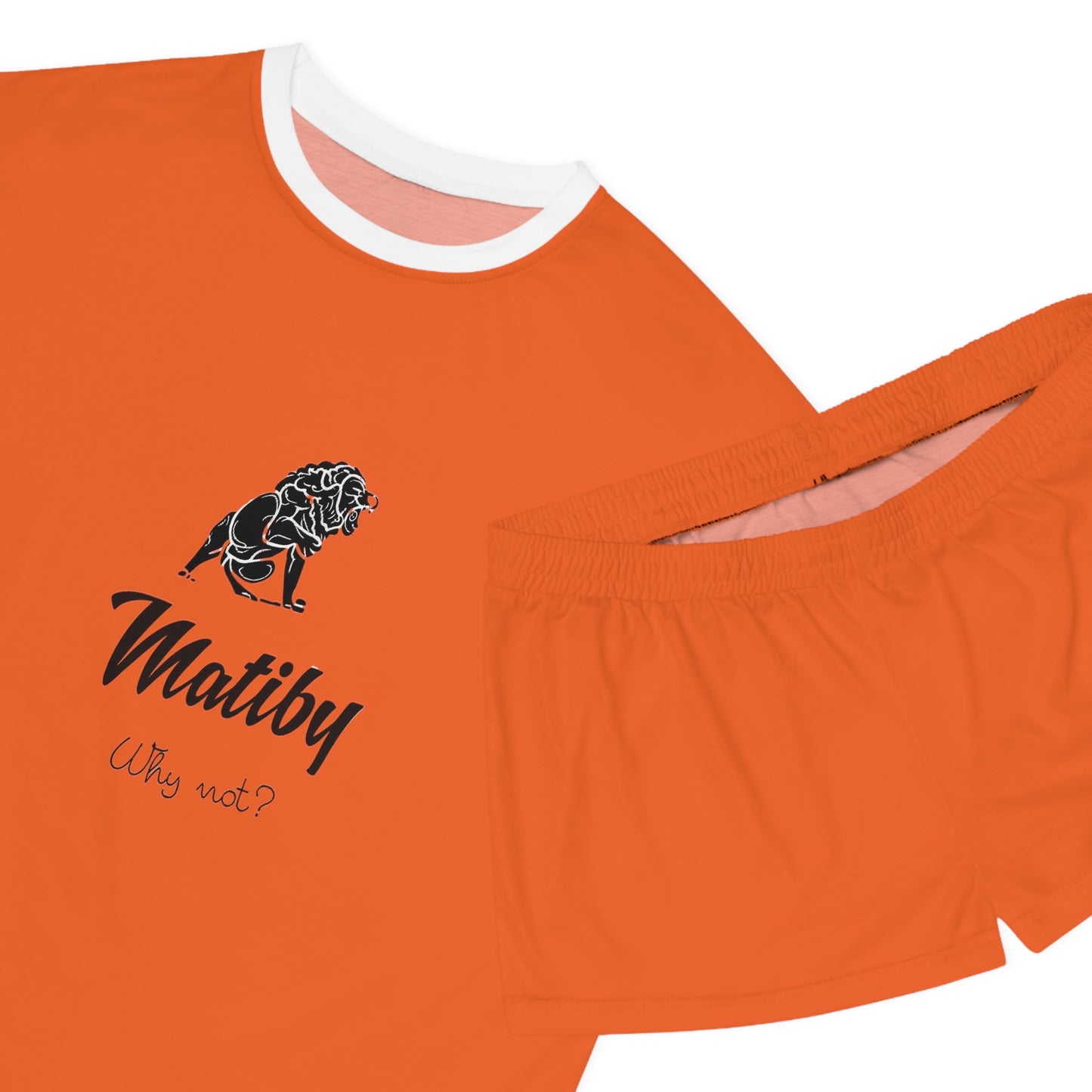 Matiby Lion Women's Orange Short Pajama Set (AOP)