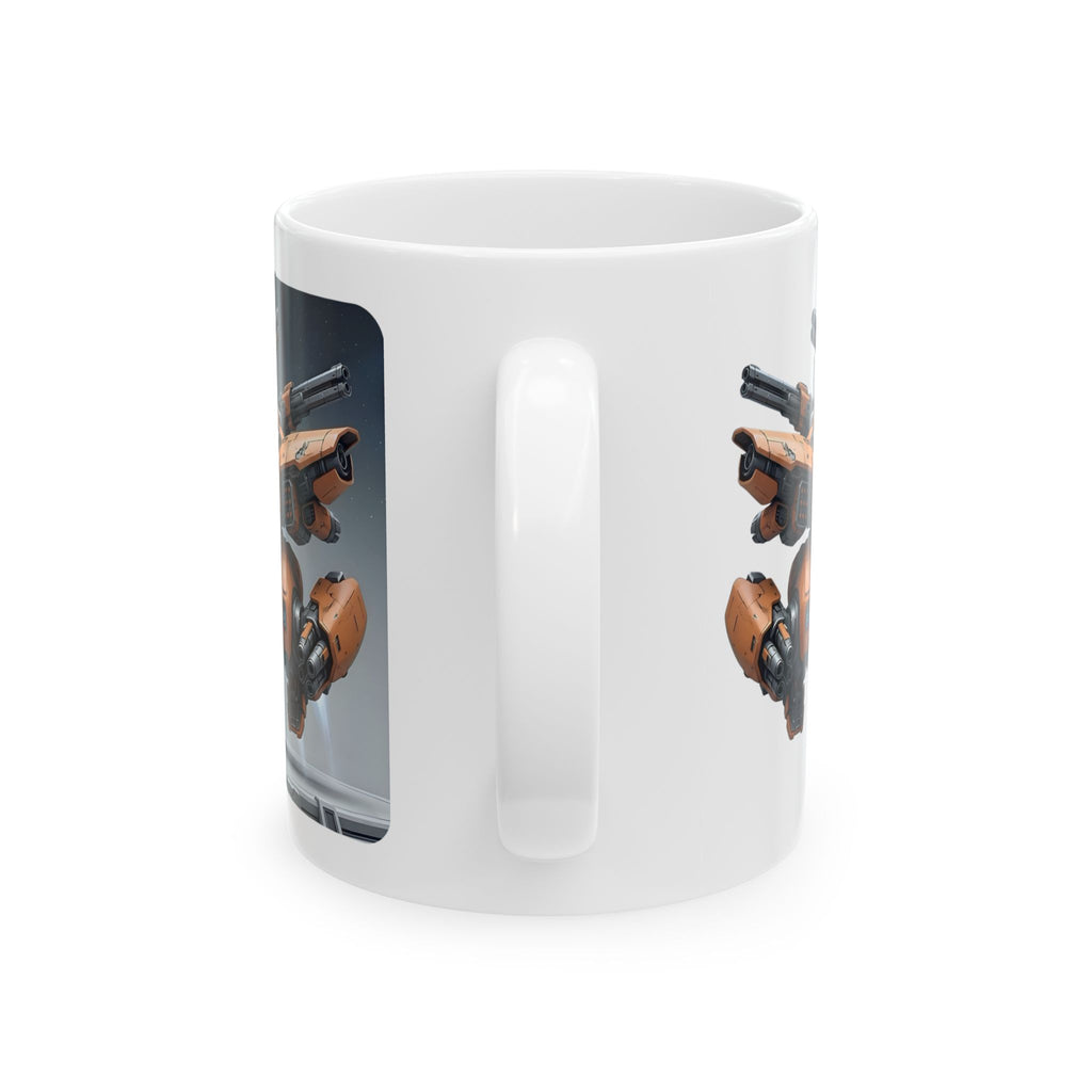 'The Meks' Sci‑Fi Mech Robot #4 White Ceramic Mug (11oz & 15oz)