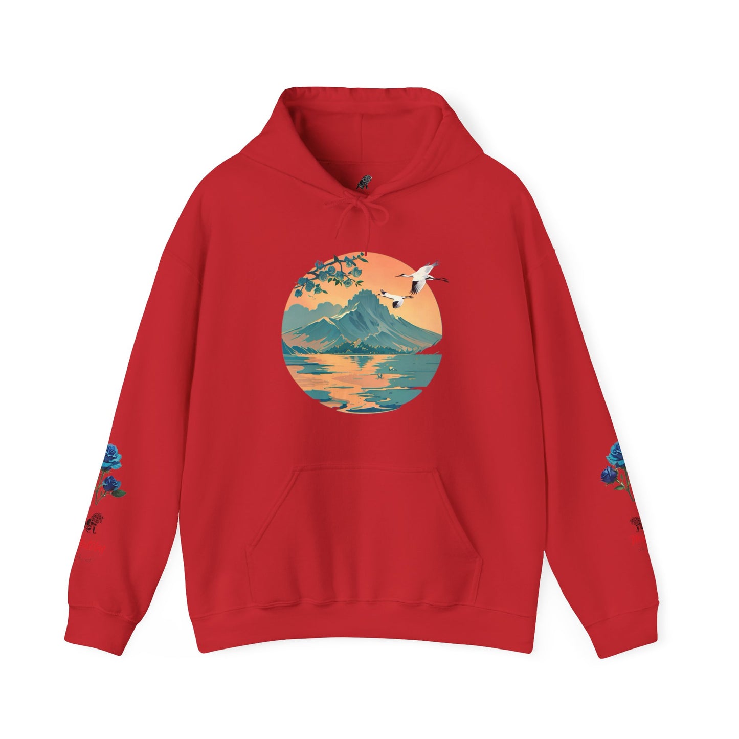 Japanese Blue Roses Landscape Unisex Heavy Blend™ Hooded Sweatshirt