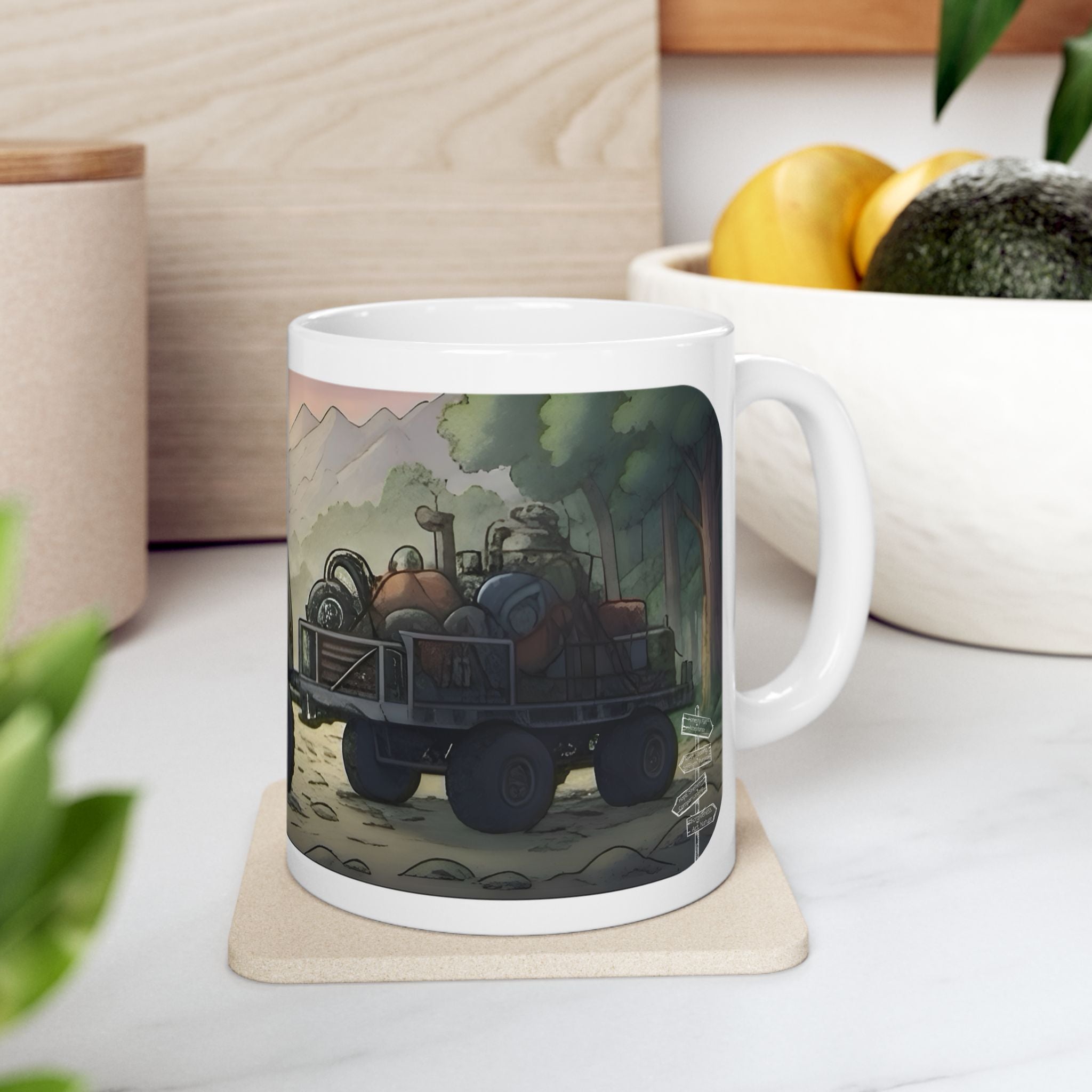 Adventure 4x4 Trucks #48, College Grads On The Move White Ceramic Mug — Find Your Path To The Essentials Cup (11oz & 15oz)