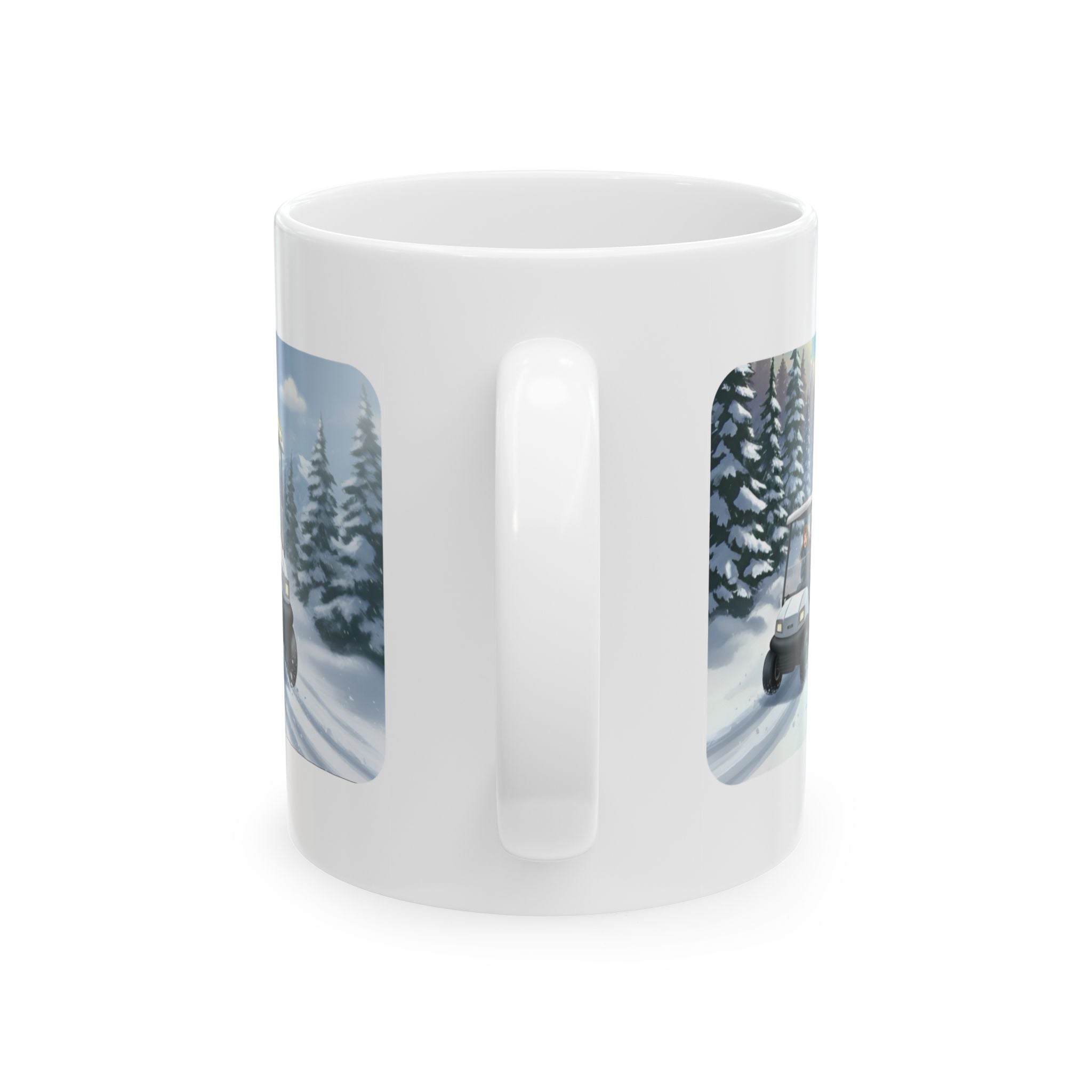 Anime Golf Cart Winter Racing Adventures #2 White Ceramic Mug — Find Your Path To The Essentials Cup (11oz & 15oz)