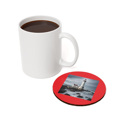 Matiby Lighthouse Red Cork Back Coaster